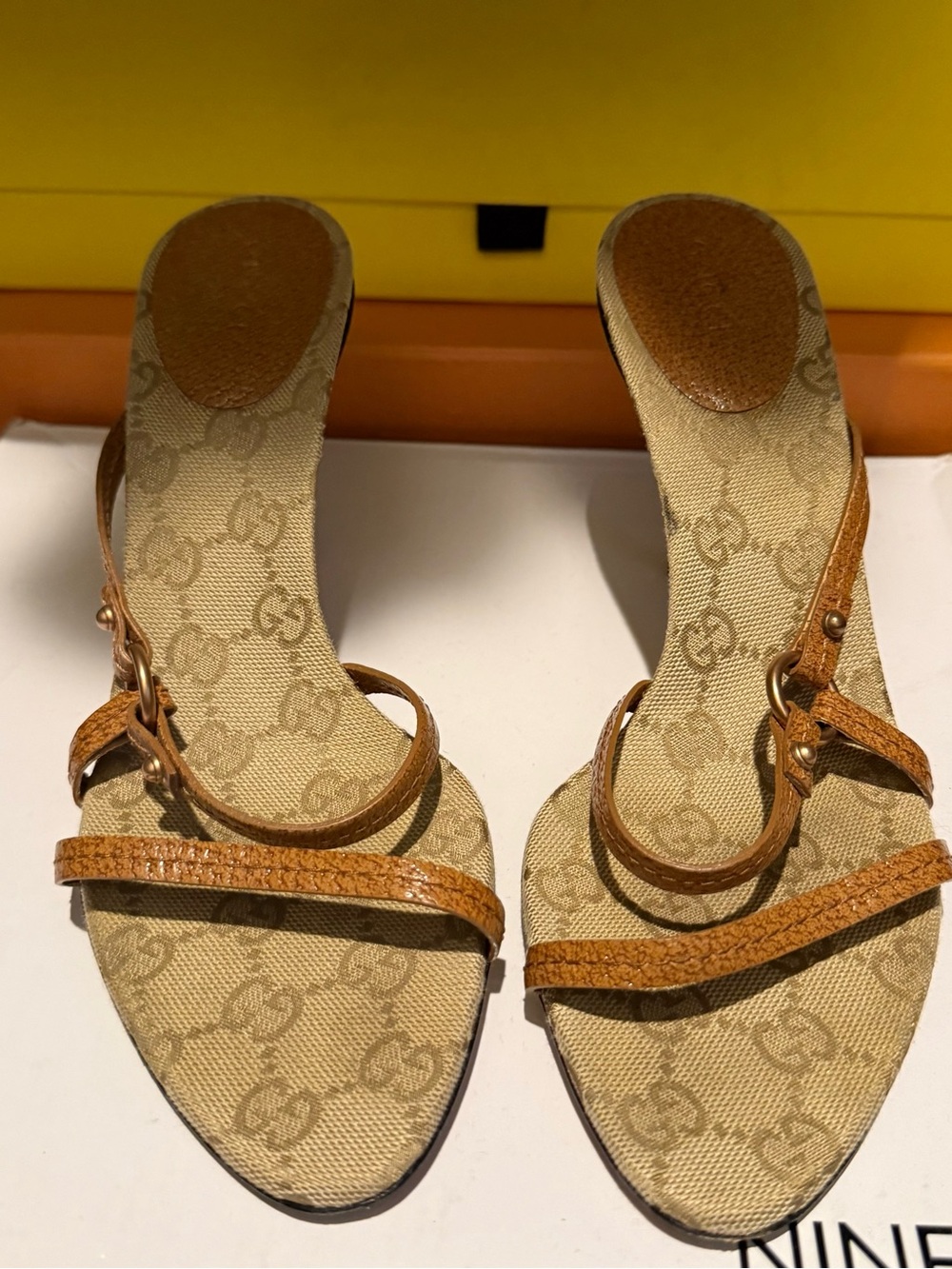 Gucci Tom Ford Brown/Tan Leather High Heel Sandals